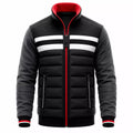Men’s Black Grey White Puffer Bomber Jacket | Quilted Winter Style