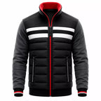 Men’s Black Grey White Puffer Bomber Jacket | Quilted Winter Style