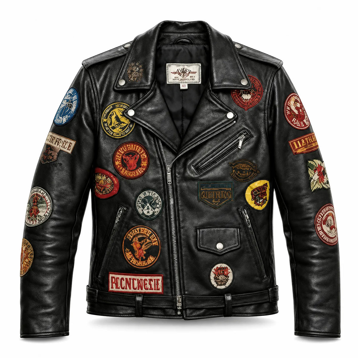 Women’s Black Leather Patchwork Motorcycle Biker Jacket