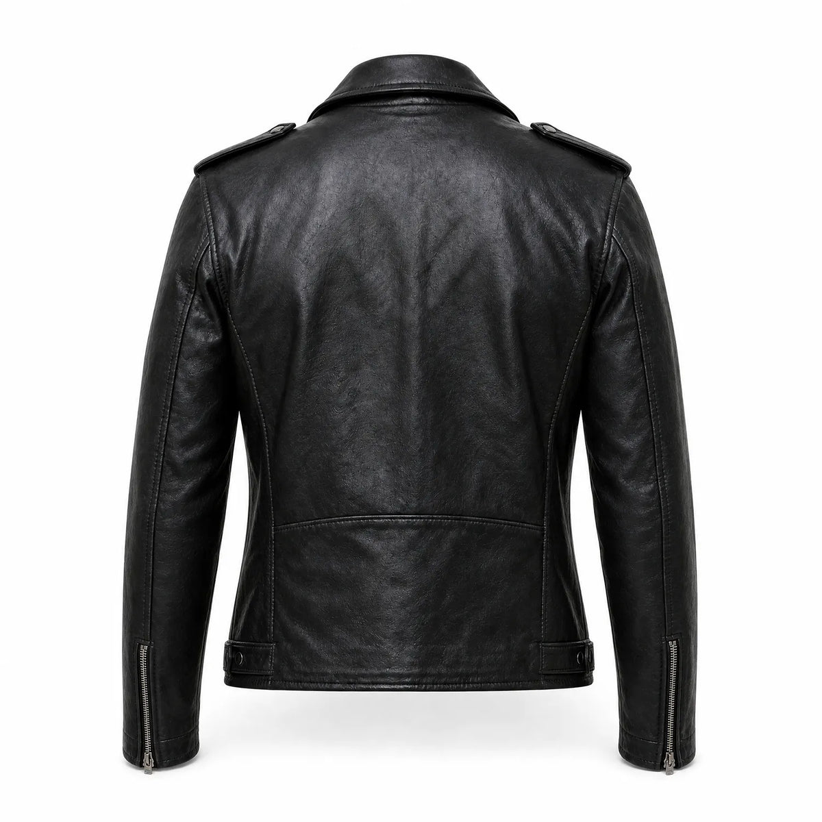 Women’s Black Leather Patchwork Motorcycle Biker Jacket