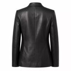 Men’s Black Leather Suit Blazer | Single-Breasted Tailored Jacket