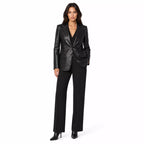 Women’s Black Leather Suit Blazer | Single-Breasted Tailored Jacket
