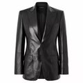 Women’s Black Leather Suit Blazer | Single-Breasted Tailored Jacket