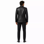 Men’s Black Leather Suit Blazer | Single-Breasted Tailored Jacket