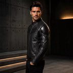Men’s Black Leather Superhero Style Jacket – Matte Finish Biker Jacket