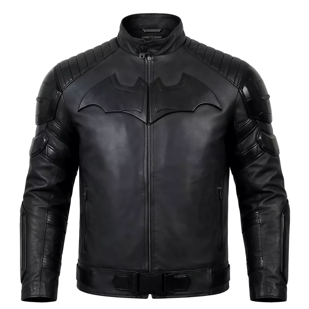 Men’s Black Leather Superhero Style Jacket – Matte Finish Biker Jacket