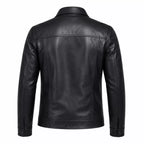 Men’s Black Leather Utility Jacket | Four Pocket Field Style