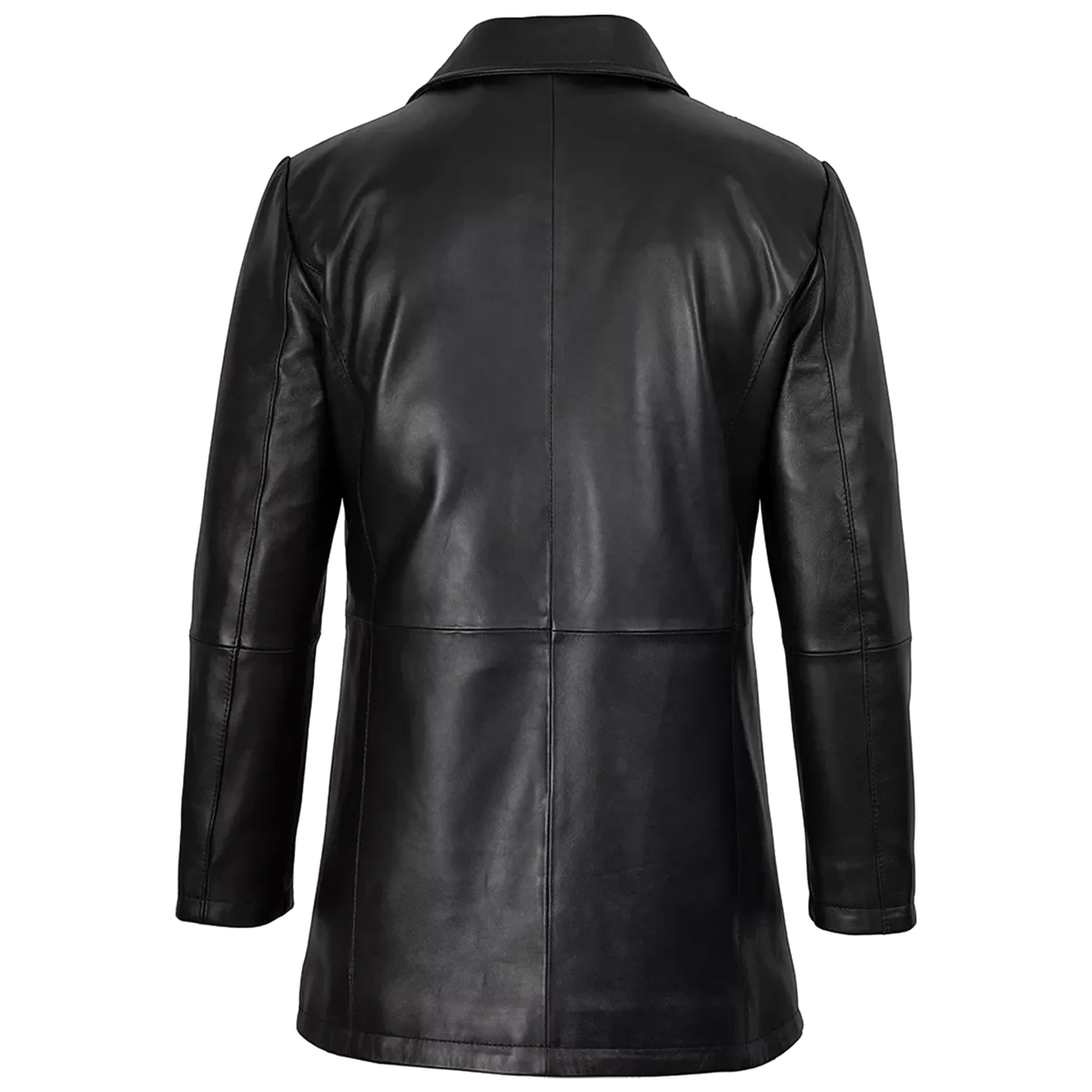 Men’s Black Leather Workwear Coat | Brown Trim Zip & Button Utility Jacket