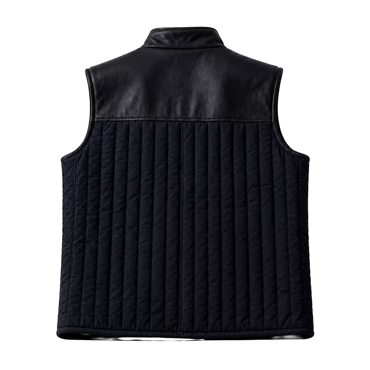 Men’s Black Quilted Leather Vest | Zip-Up Sleeveless Outerwear