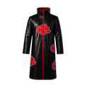Men’s Black Red Cloud Leather Trench Coat | Anime-Inspired Cosplay Coat