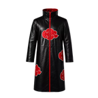 Men’s Black Red Cloud Leather Trench Coat | Anime-Inspired Cosplay Coat