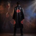 Men’s Black Red Cloud Leather Trench Coat | Anime-Inspired Cosplay Coat