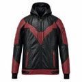 Men's Black Red Hooded Leather Jacket | Hero Inspired Tactical Motorcycle Jacket