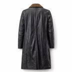 Men’s Black Shearling Leather Trench Coat | Futuristic Sci-Fi Inspired Long Jacket