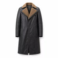 Men’s Black Shearling Leather Trench Coat | Futuristic Sci-Fi Inspired Long Jacket