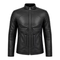 Men’s Black Skull Emblem Leather Biker Jacket | Zip-Up Moto Jacket