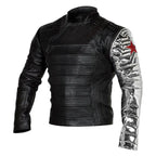 Men’s Black Tactical Leather Jacket | Superhero Inspired Armored Cosplay Style