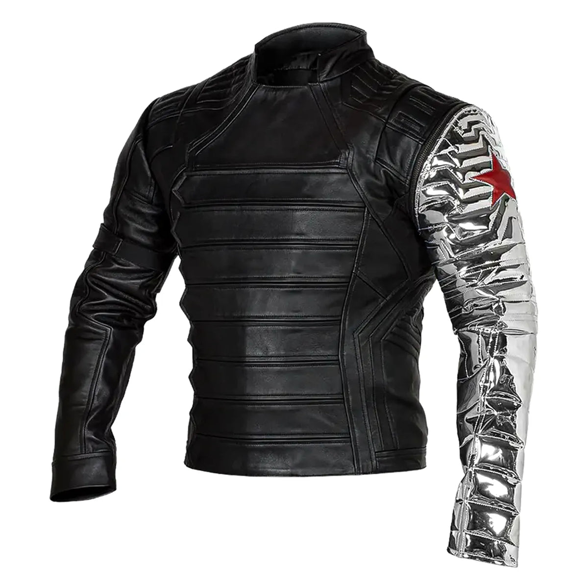 Men’s Black Tactical Leather Jacket | Superhero Inspired Armored Cosplay Style