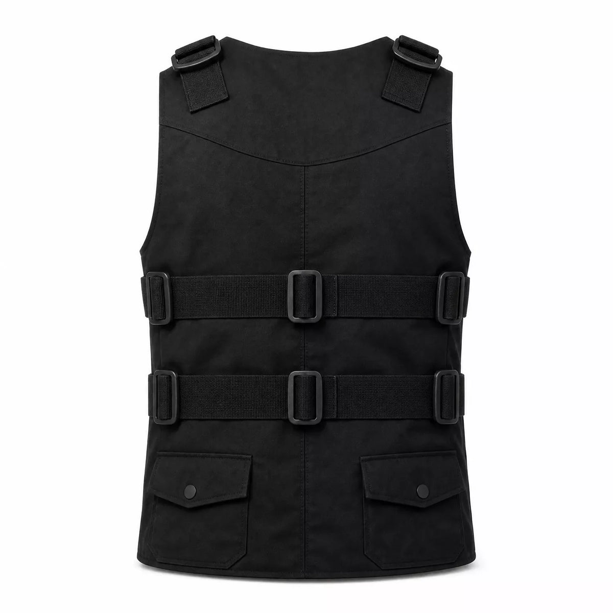 Men’s Black Tactical Leather Vest | Punisher Style Cosplay Sleeveless Jacket
