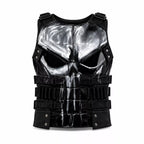 Men’s Black Tactical Leather Vest | Punisher Style Cosplay Sleeveless Jacket
