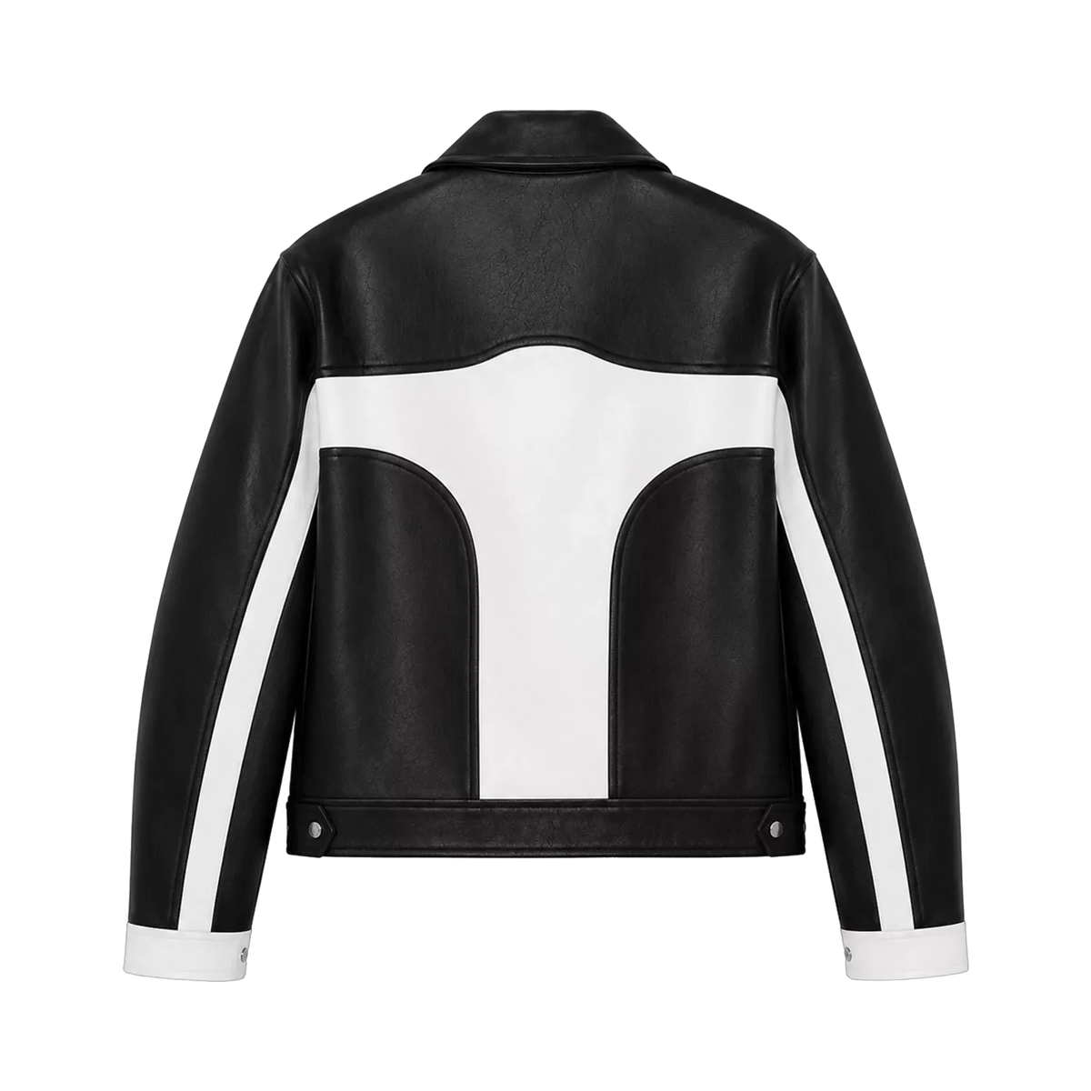 Men’s Black White Leather Moto Jacket | Zip-Up Biker Style Jacket