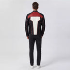 Men’s Black White Red Leather Moto Jacket | Cropped Racing Style Jacket