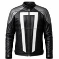 Men’s Black & White Racing Leather Jacket | Ghost Rider Inspired Motorcycle Cosplay Jacket