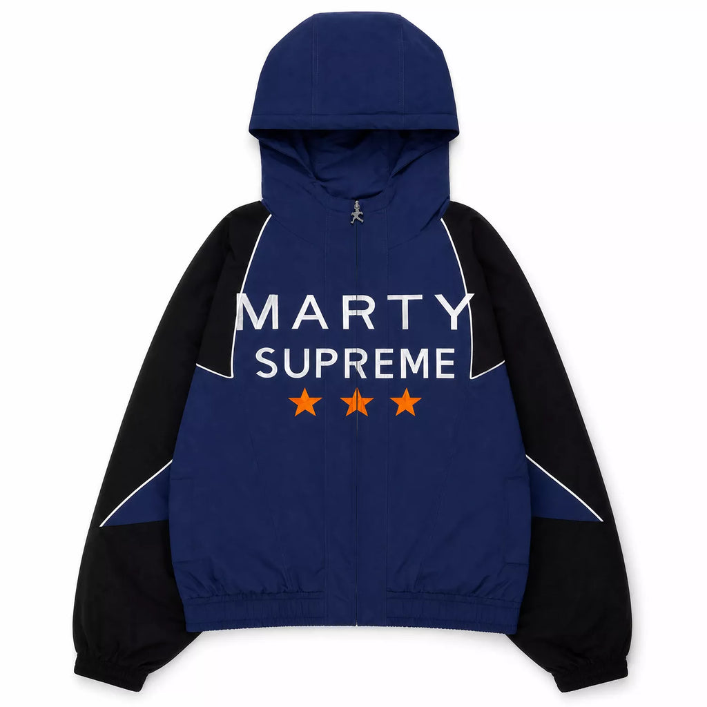 Men’s Blue Hooded Racing Jacket | Retro Supreme Inspired Windbreaker Style