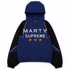 Men’s Blue Hooded Racing Jacket | Retro Supreme Inspired Windbreaker Style
