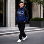 Men’s Blue Hooded Racing Jacket | Retro Supreme Inspired Windbreaker Style