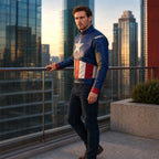 Avengers Endgame Captain America Inspired Leather Jacket Costume | Steve Rogers Superhero Cosplay Jacket