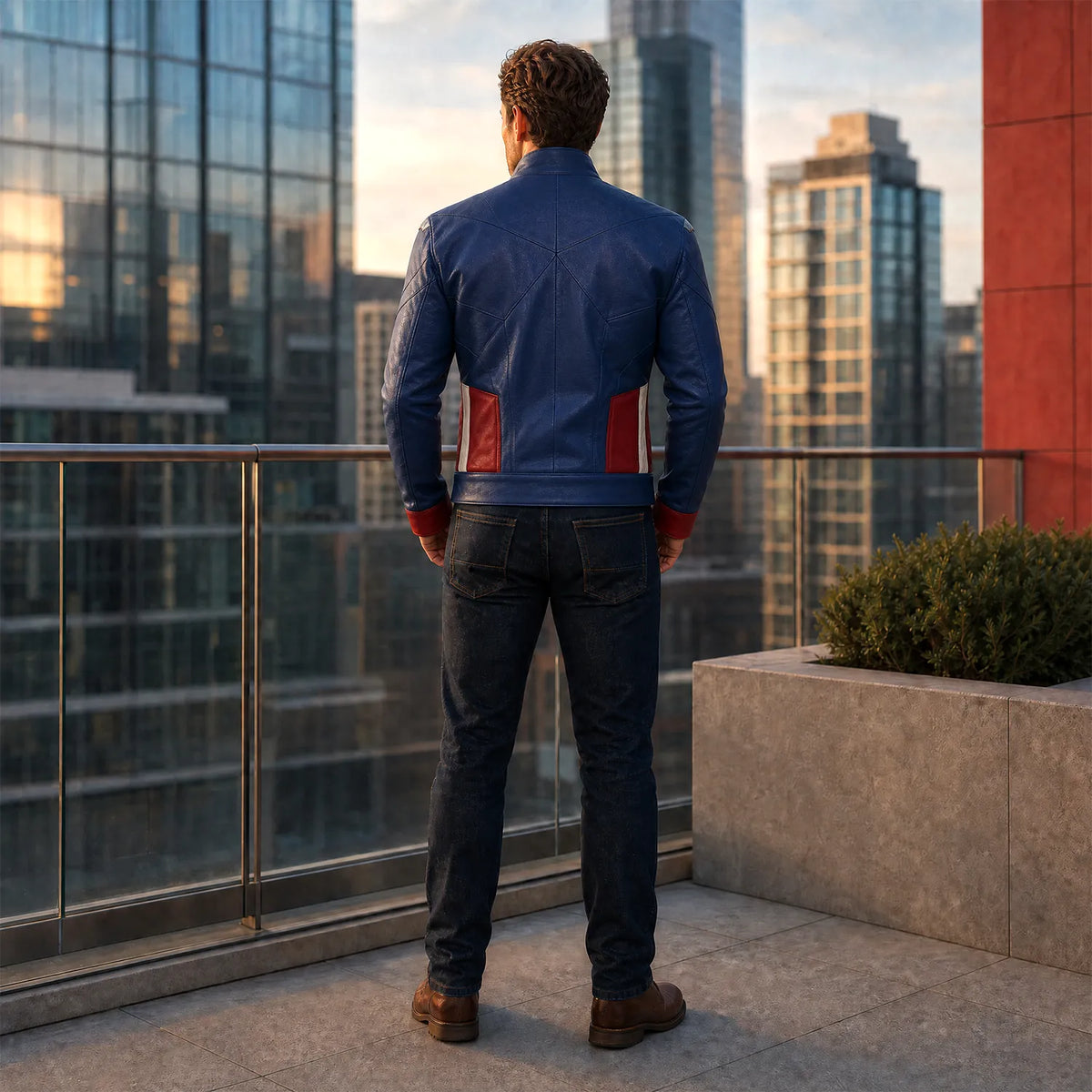 Avengers Endgame Captain America Inspired Leather Jacket Costume | Steve Rogers Superhero Cosplay Jacket