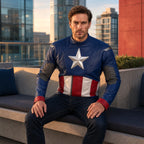 Avengers Endgame Captain America Inspired Leather Jacket Costume | Steve Rogers Superhero Cosplay Jacket
