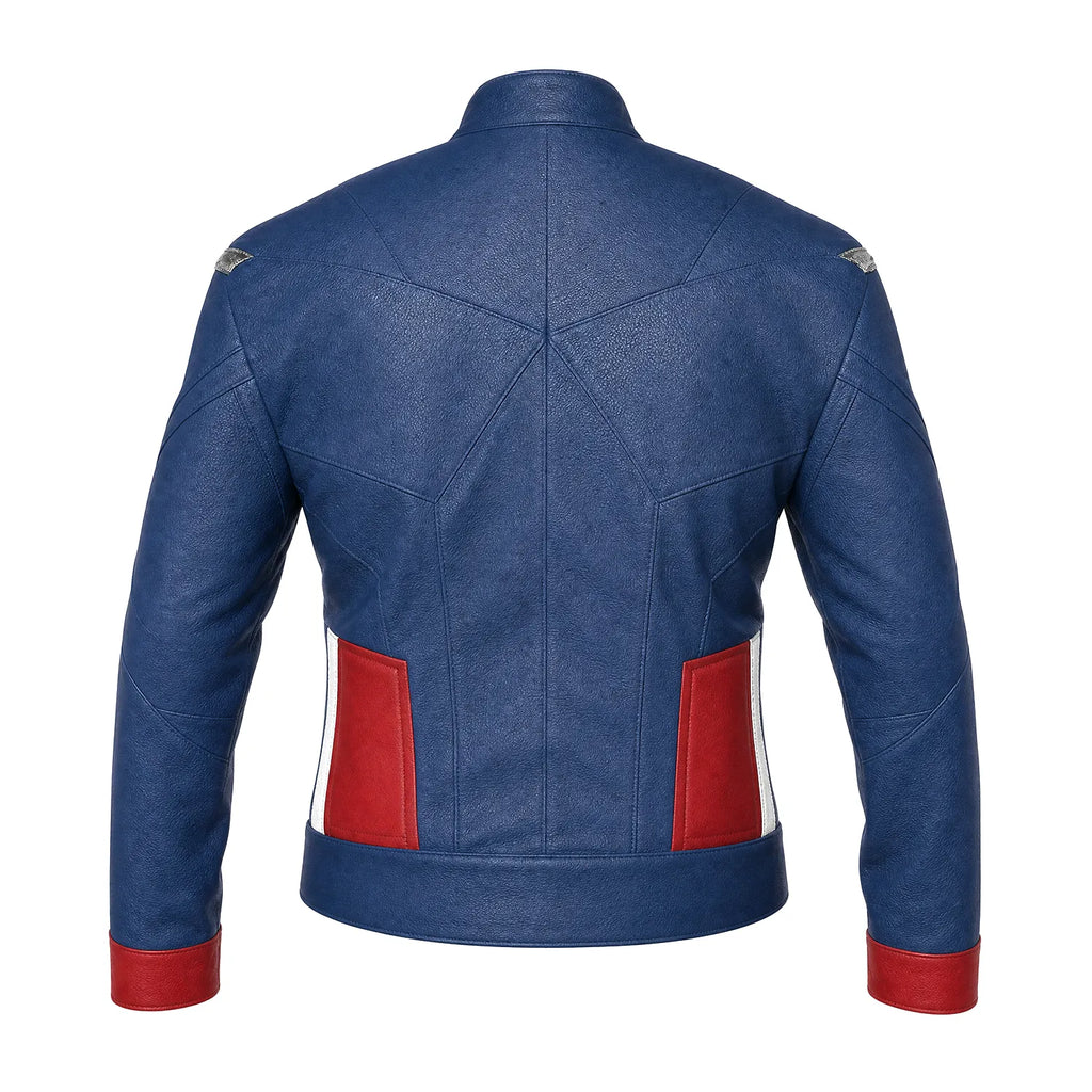 Avengers Endgame Captain America Inspired Leather Jacket Costume | Steve Rogers Superhero Cosplay Jacket