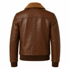 Men’s Brown Leather Aviator Bomber Jacket | Shearling Collar Flight Jacket