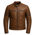 Men’s Brown Rogue Quilted Cafe Racer Leather Jacket
