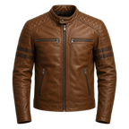 Men’s Brown Rogue Quilted Cafe Racer Leather Jacket