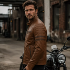 Men’s Brown Rogue Quilted Cafe Racer Leather Jacket