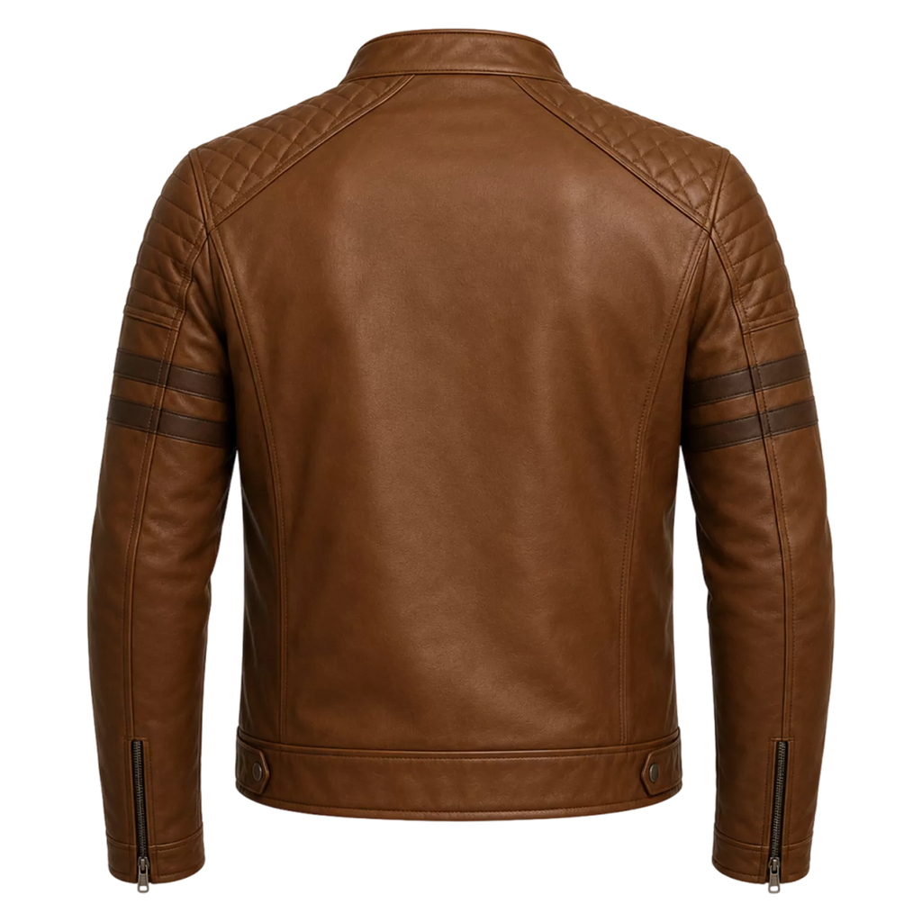 Men’s Brown Rogue Quilted Cafe Racer Leather Jacket