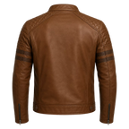 Men’s Brown Rogue Quilted Cafe Racer Leather Jacket