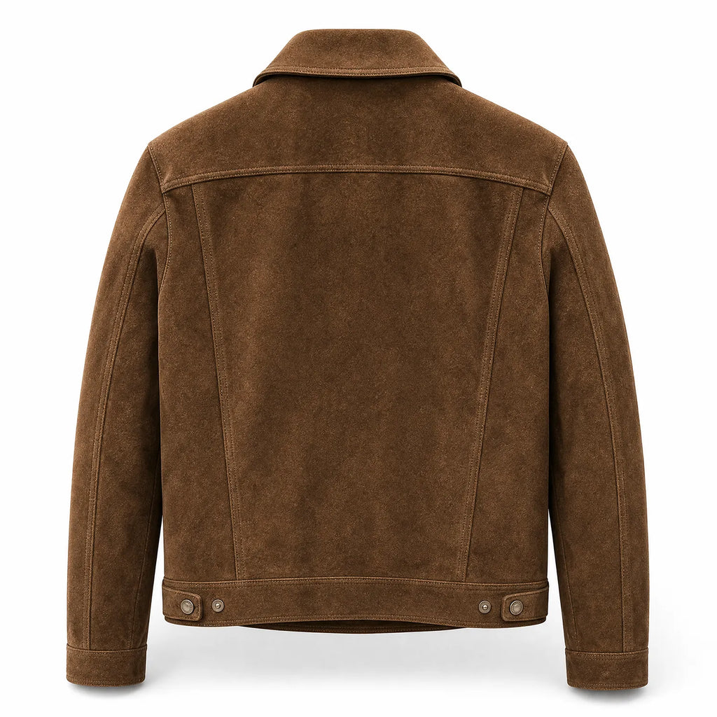 Men’s Brown Suede Jacket | Premium Leather Zip Up Jacket with Pockets