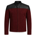 Men's Maroon Suede Leather Cosplay Jacket | Sci-Fi Inspired Cafe Racer Biker Costume