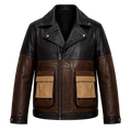 Men’s Colorblock Leather Utility Jacket | Black Brown Tan Biker Style