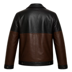 Men’s Colorblock Leather Utility Jacket | Black Brown Tan Biker Style