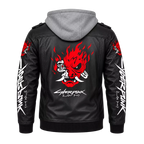 Men’s Cyberpunk Hooded Leather Jacket | Graphic Biker Style