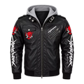 Men’s Cyberpunk Hooded Leather Jacket | Graphic Biker Style