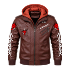 Men’s Cyberpunk Hooded Leather Jacket | Graphic Biker Style