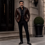 Men’s Quilted Lapel Leather Blazer | Luxury Tailored Dinner Jacket