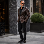 Men’s Quilted Lapel Leather Blazer | Luxury Tailored Dinner Jacket