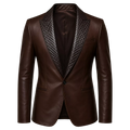 Men’s Quilted Lapel Leather Blazer | Luxury Tailored Dinner Jacket